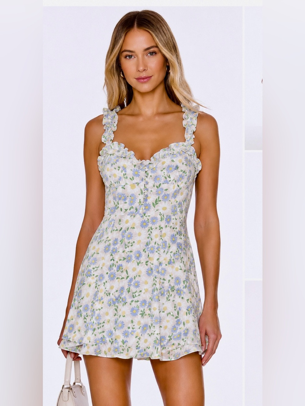 Zara Floral Ruffle Strap Mini Dress Size Medium